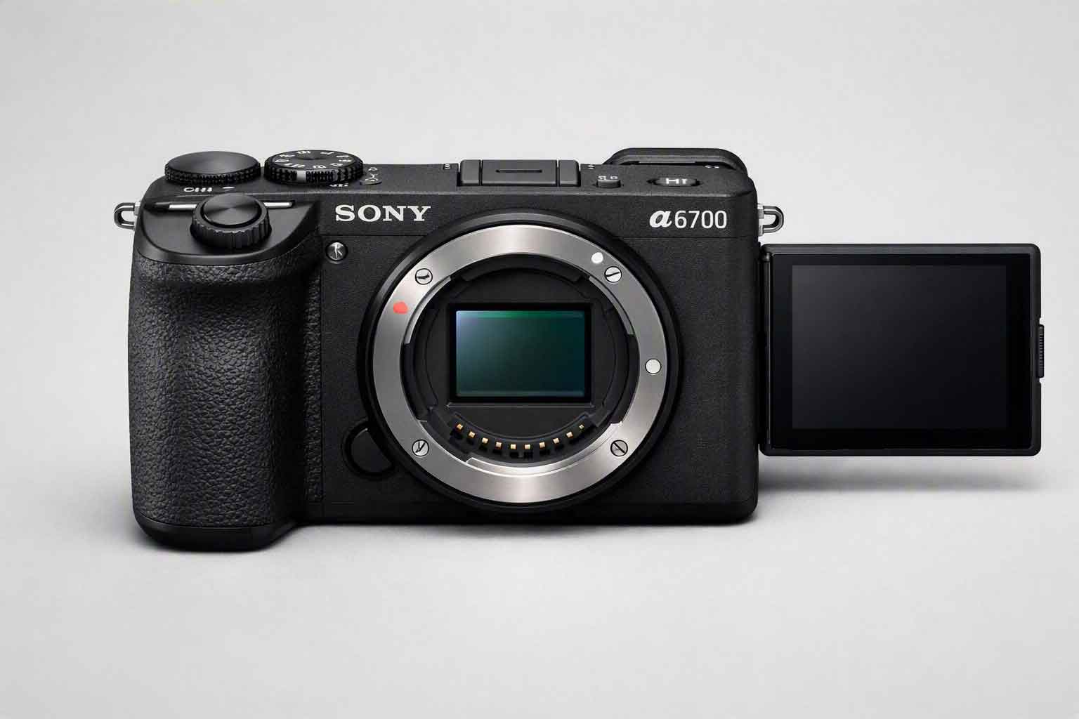 Sony A6700 APS-C mirrorless camera front view.